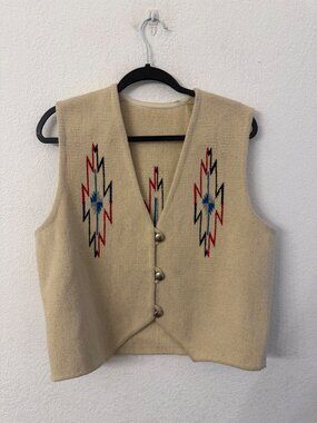 Ortega’s Chimayo Southwestern Wool Vest With Native-Inspired Geometric Patten me